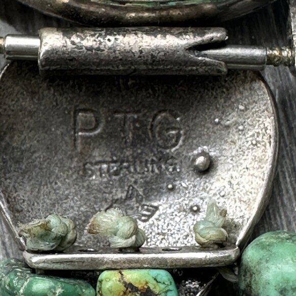 VTG‎ Phillip Guerro PTG Watch Bracelet 5.5 Inch Turquoise Sterling 53.9g Video main image 9